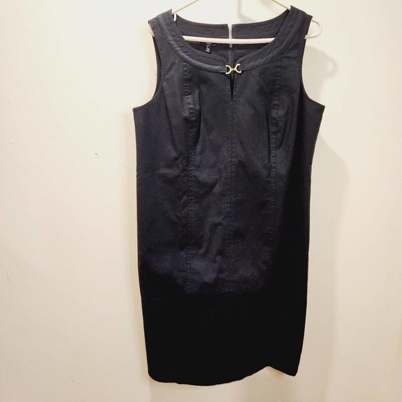 Talbots Women's Black Cotton Plus Size Midi Dress Fitted Size 12w - Picture 4 of 12
